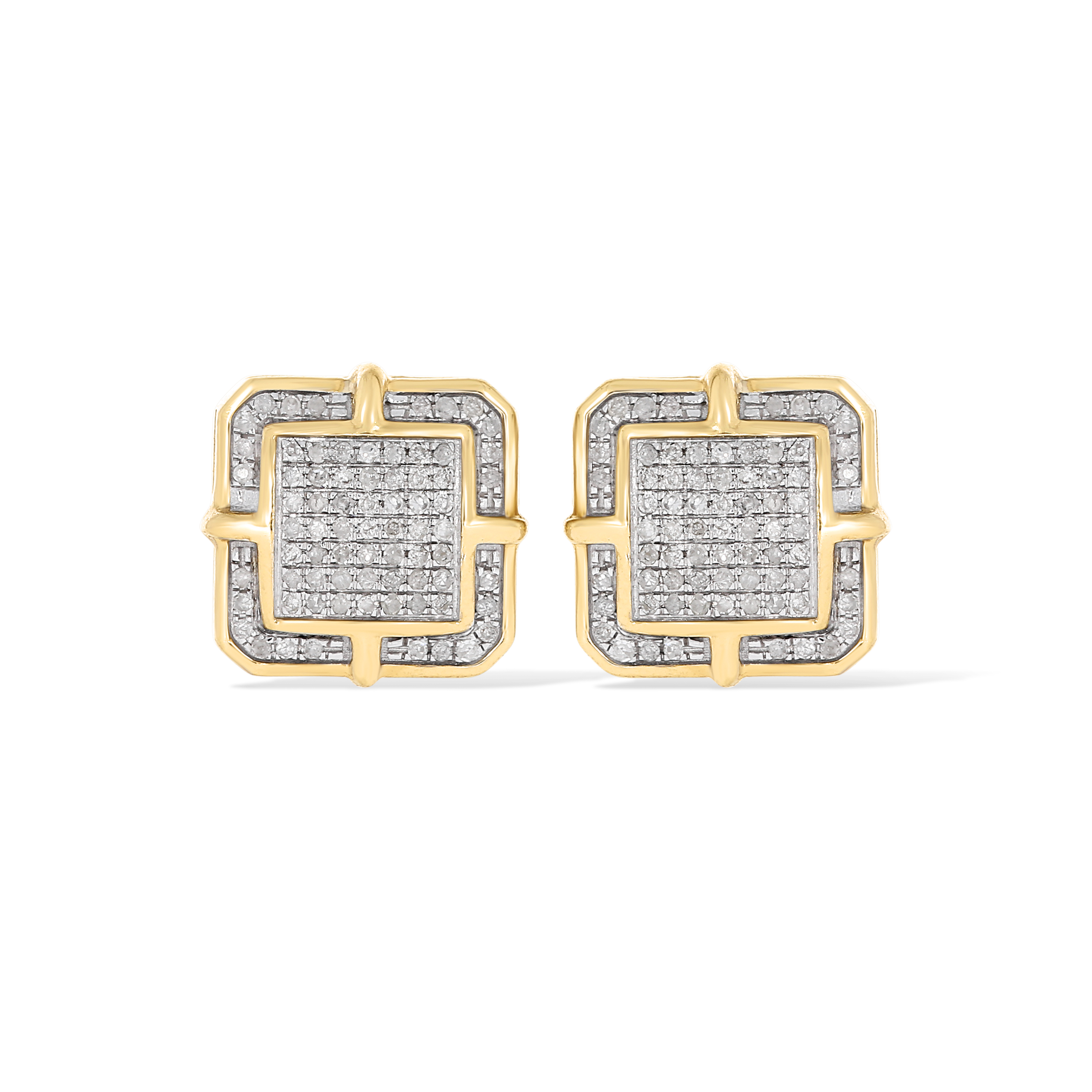 Square Design Diamond Earrings 0.31 ct. 10k Yellow Gold